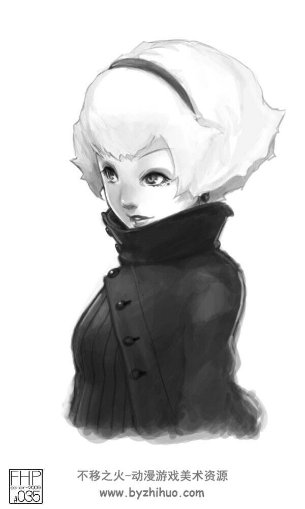 黑白人物肖像插画图集分享 60P