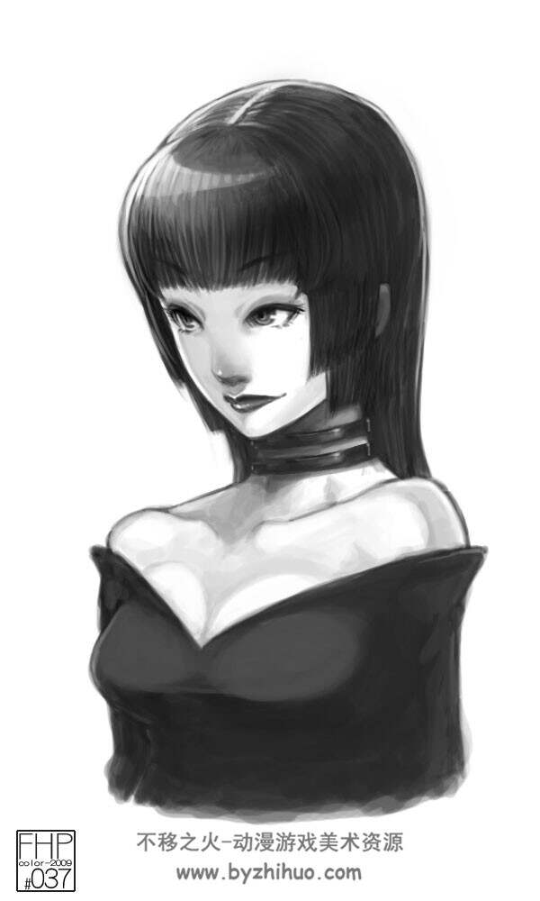 黑白人物肖像插画图集分享 60P
