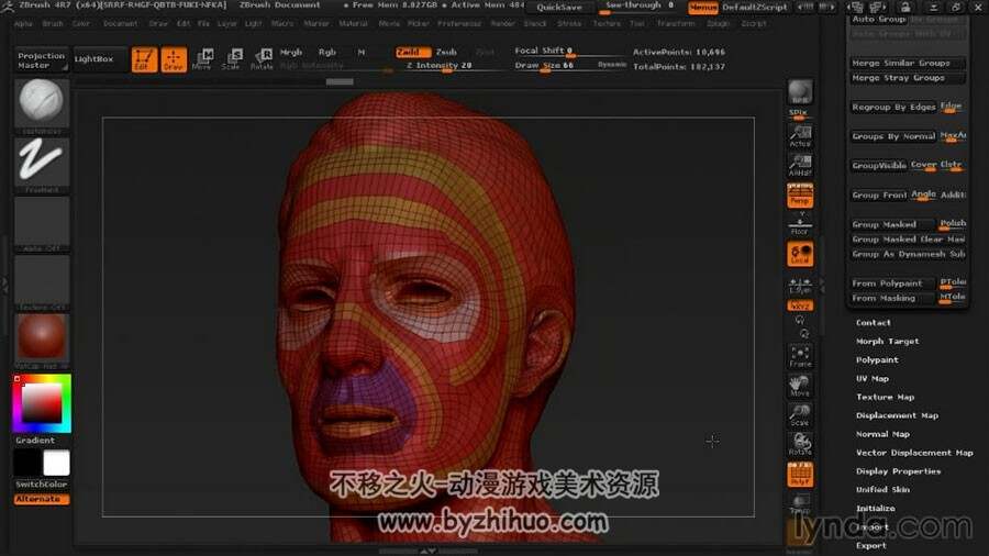 ZBrush 人物头部4R7自动拓扑技术视频教程
