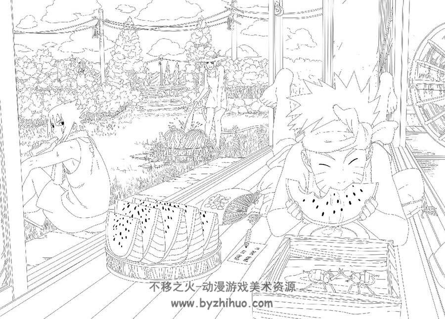 日系动漫人物 手绘线稿插画图集 1415P