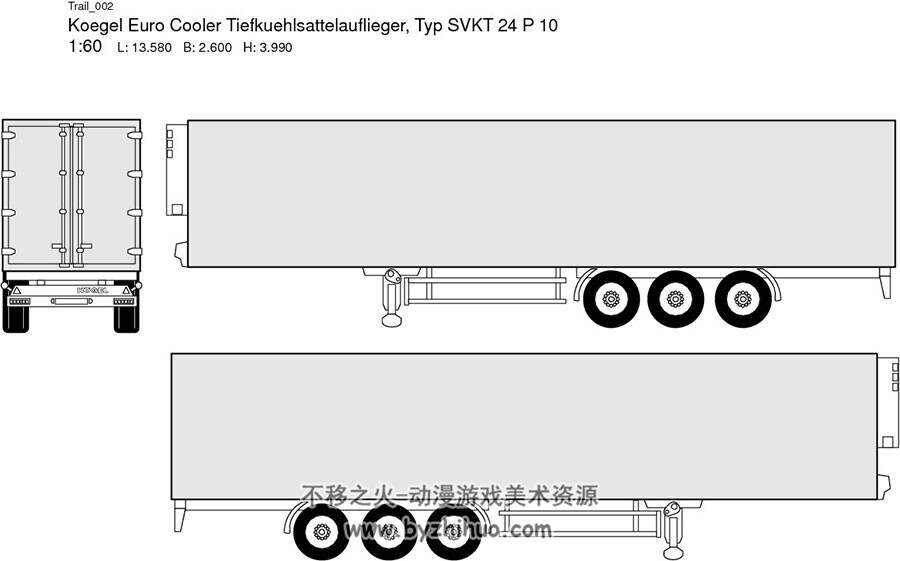 卡车 货车 货箱 车厢 三视图线稿图包参考 78P