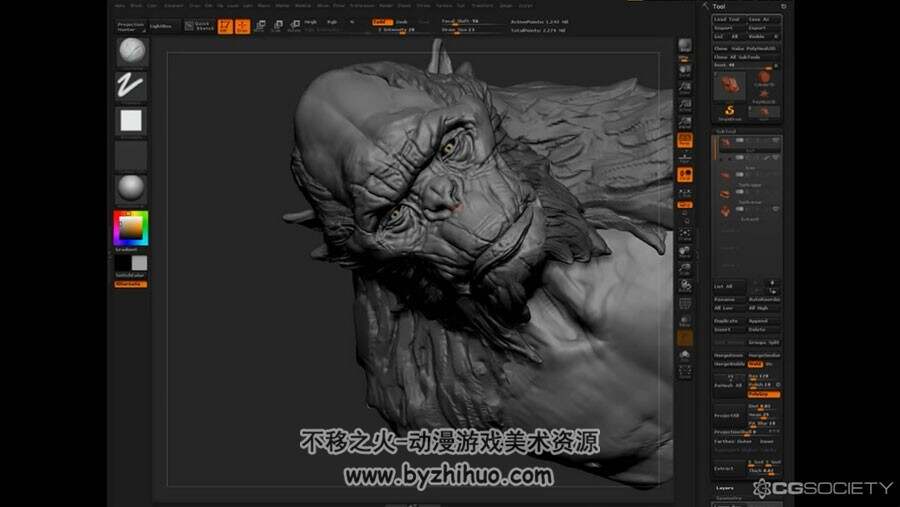 ZBrush 灵长类怪物和四足怪物雕刻视频教程