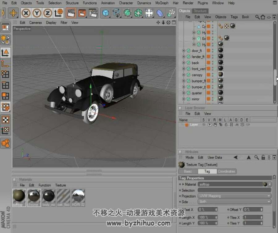 cinema 4d 老爷车模型制作视频教程