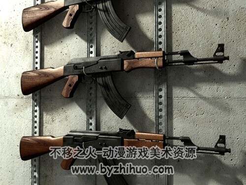 AK47 枪模型 格式C4D