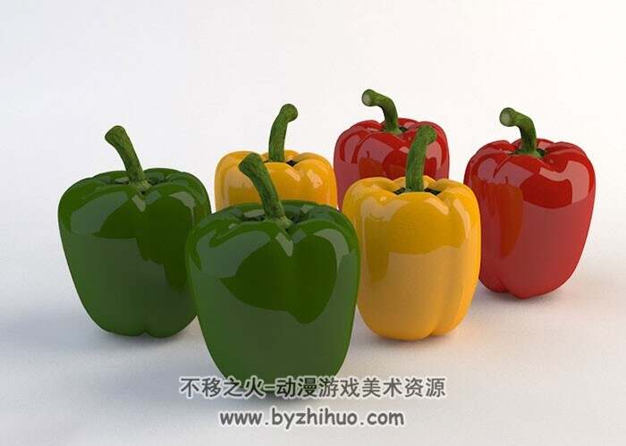 Pepper 甜椒 灯笼椒 C4D蔬菜模型