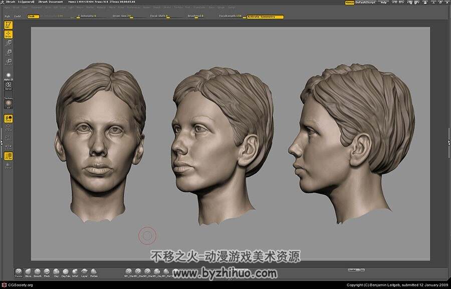 ZBrush雕刻的头部视图参考图集 36P