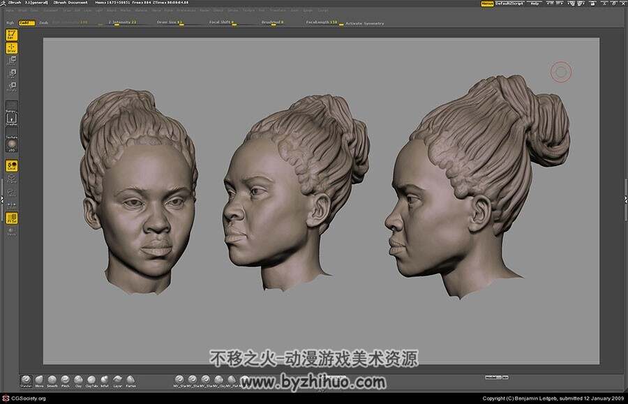 ZBrush雕刻的头部视图参考图集 36P
