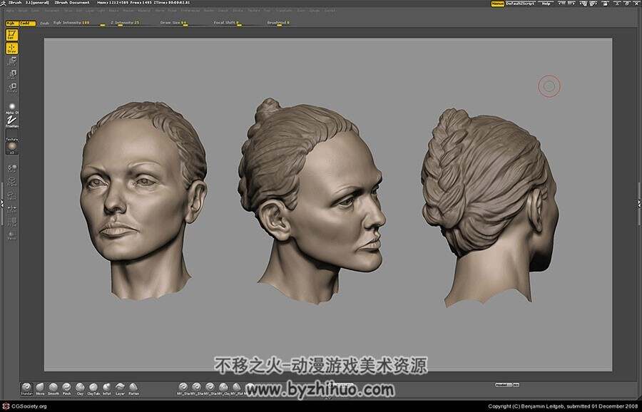 ZBrush雕刻的头部视图参考图集 36P