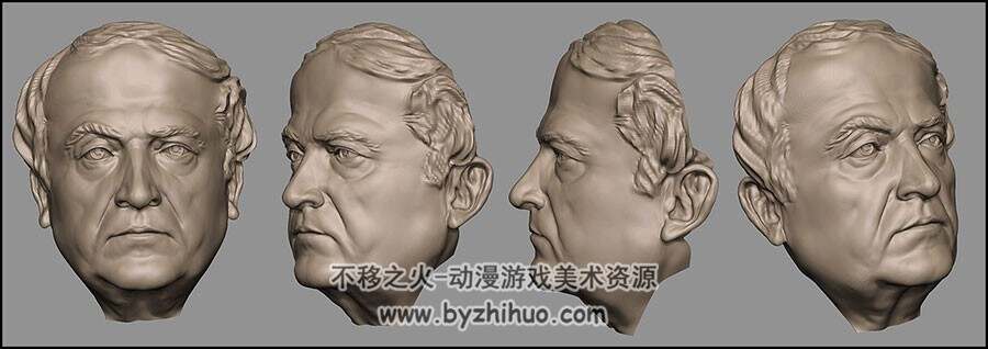 ZBrush雕刻的头部视图参考图集 36P