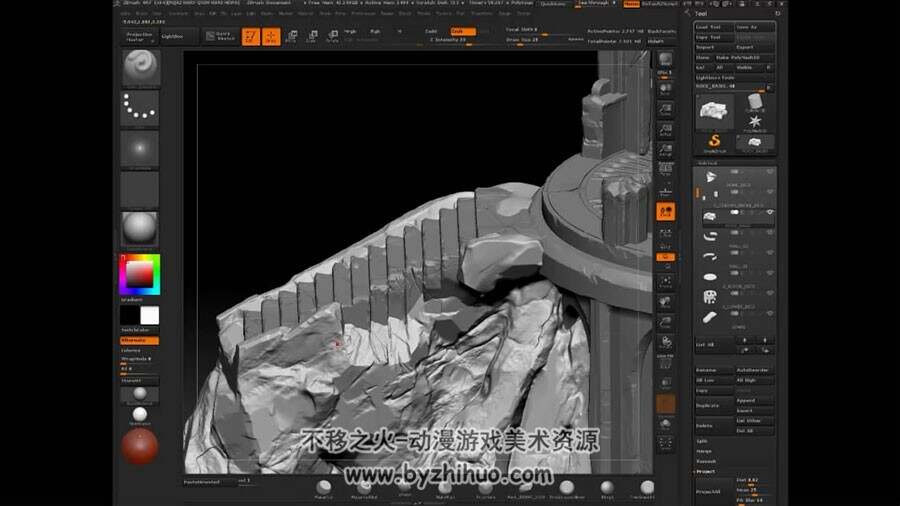 Zbrush & Maya 废墟西式亭子制作视频教程