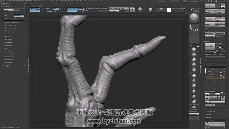 Zbrush 怪物手部超逼真细致雕刻视频教程
