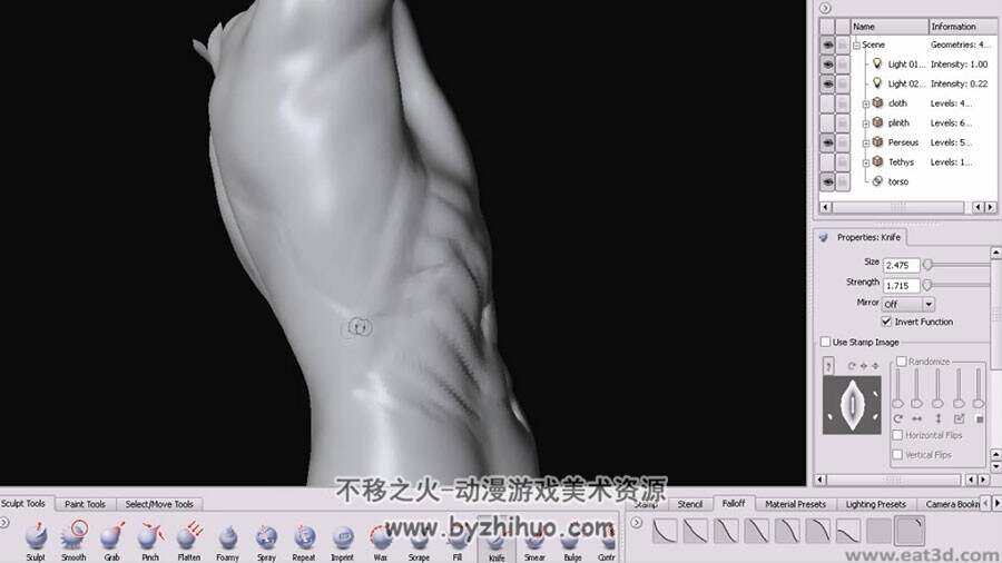 ZBrush 雕像肌肉纹理雕刻视频教程