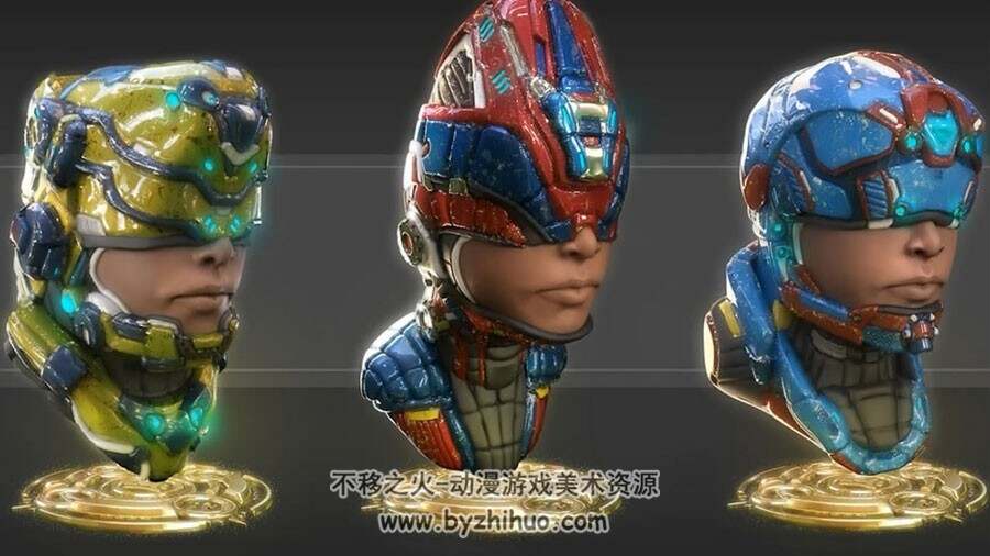 ZBrush 科幻铠甲角色头部制作视频教程