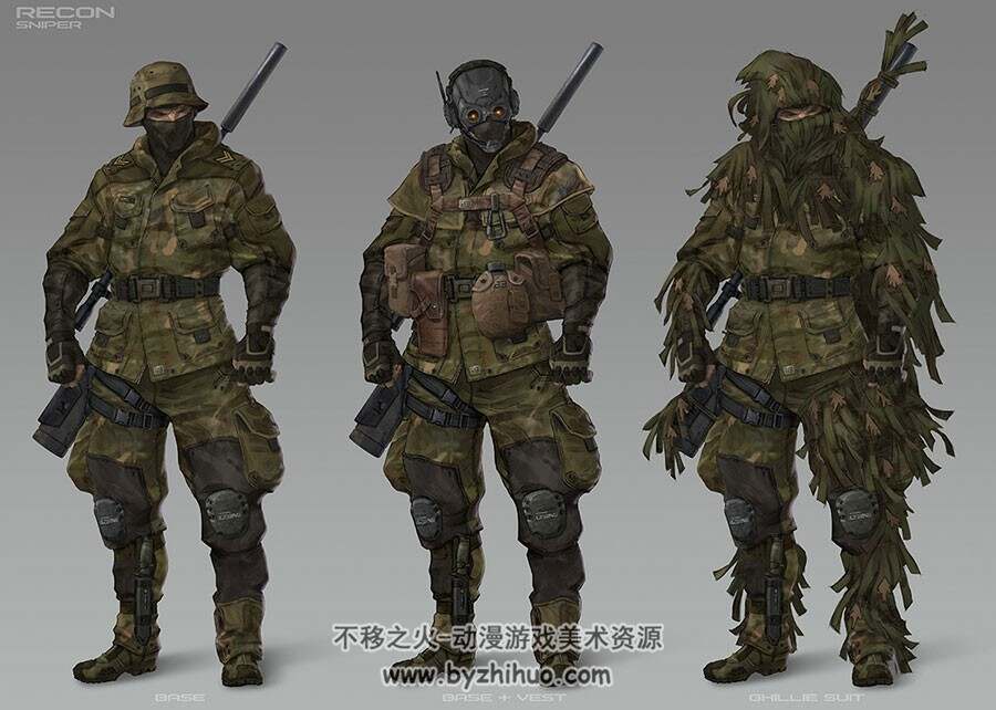 游戏角色素材 科幻机甲士兵佣兵角色图包分享 6040P