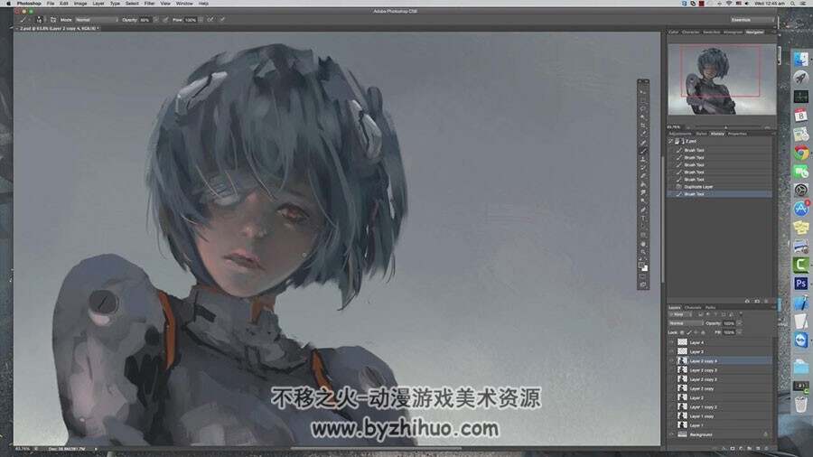 PS绘制EVA 同人CG插画视频教程 附PSD文件和笔刷