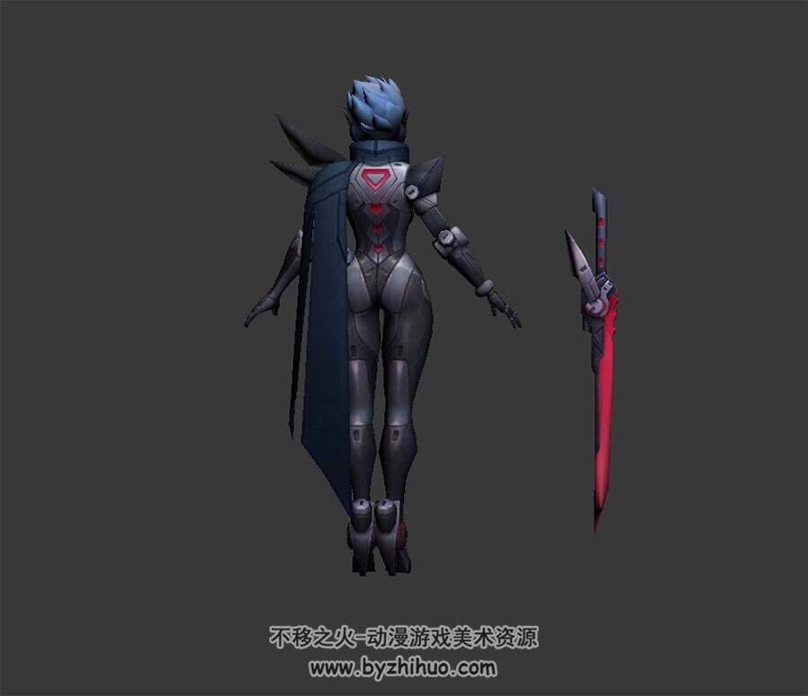 科幻风紧身衣白发女战士剑姬
