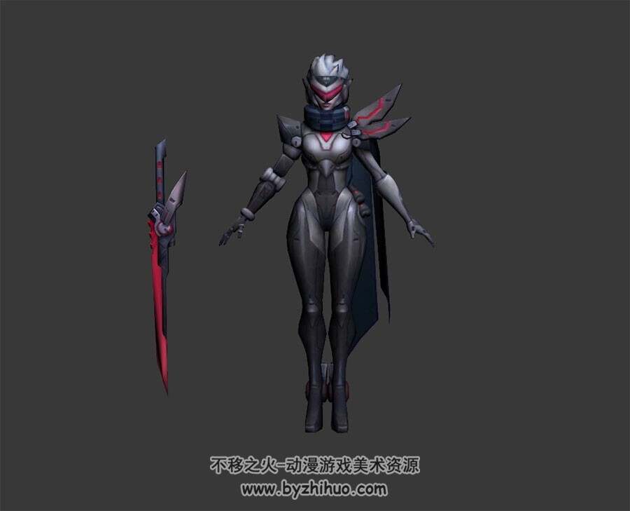 科幻风紧身衣白发女战士剑姬