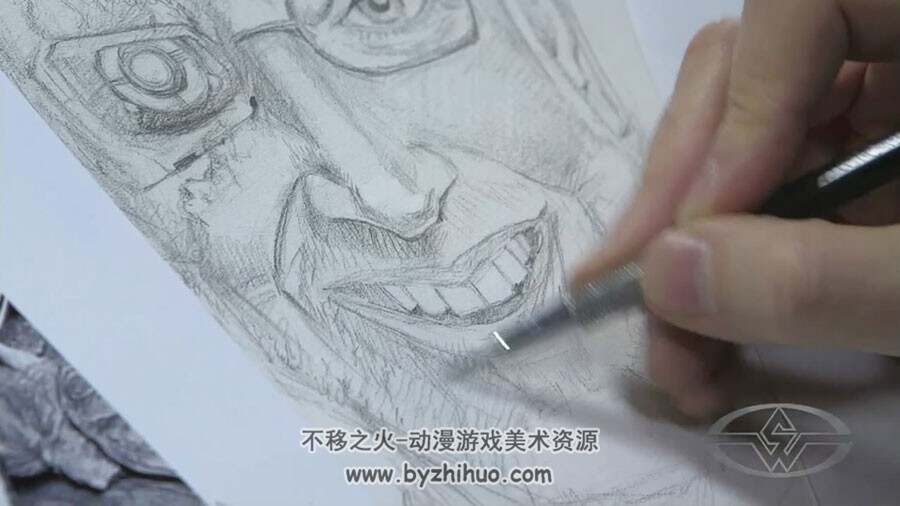 外国中年男人头像素描绘制视频教程