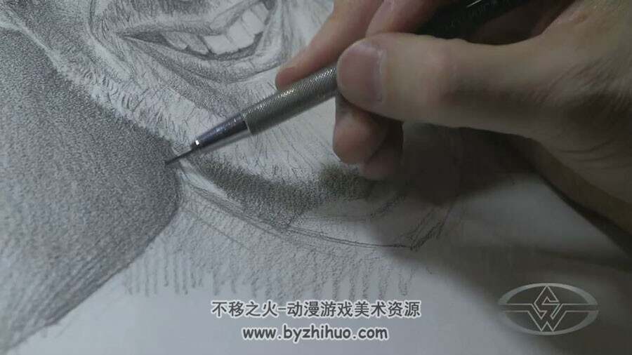 外国中年男人头像素描绘制视频教程