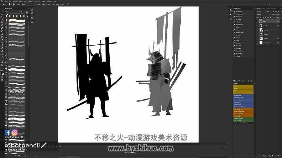 Anthony Jones 日本武士概念设定设计草稿快速绘制视频教程