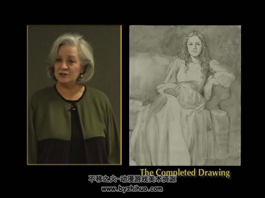 外国女讲师 白衣女子肖像油画绘画视频教学
