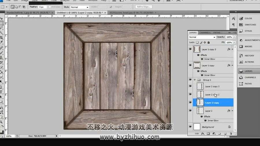 Photoshop 绘制木质与金属质感贴图视频教程