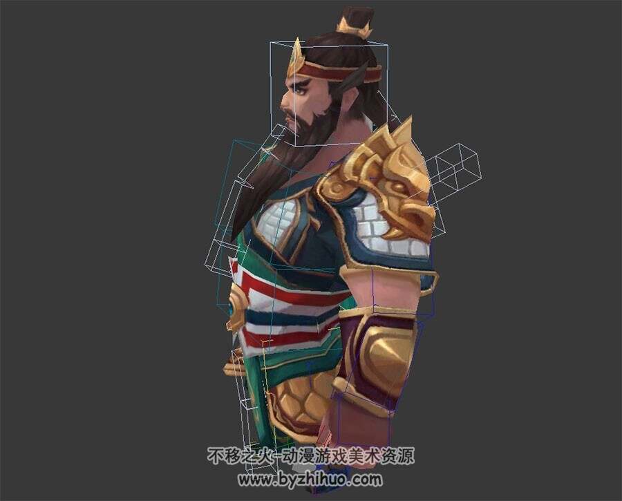 Q版卡通古代武将关羽关云长 含骨骼绑定 3D模型