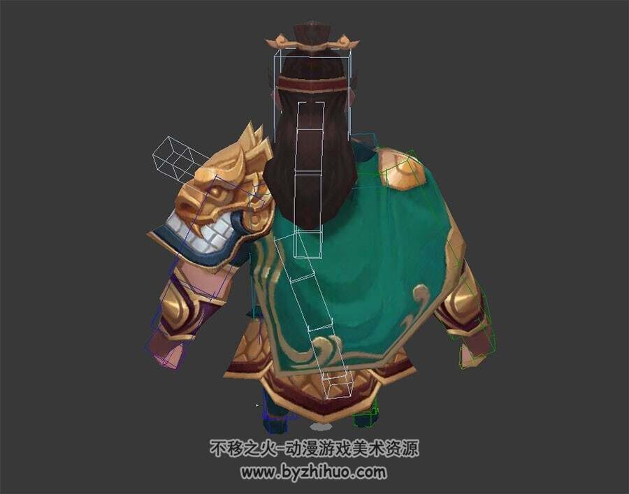 Q版卡通古代武将关羽关云长 含骨骼绑定 3D模型