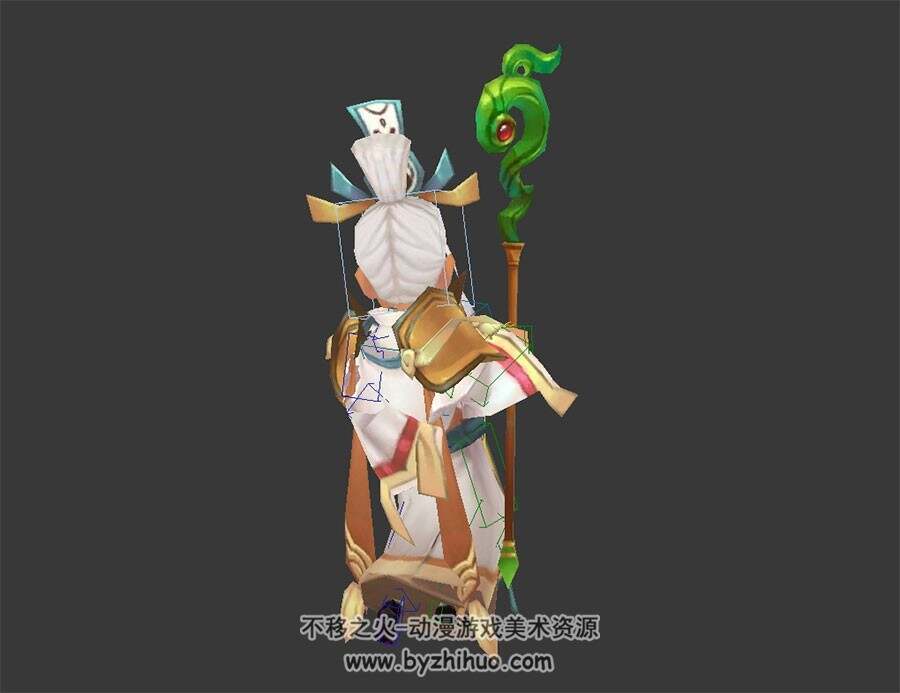 Q版卡通古代角色NPC华佗 含骨骼绑定 3D模型