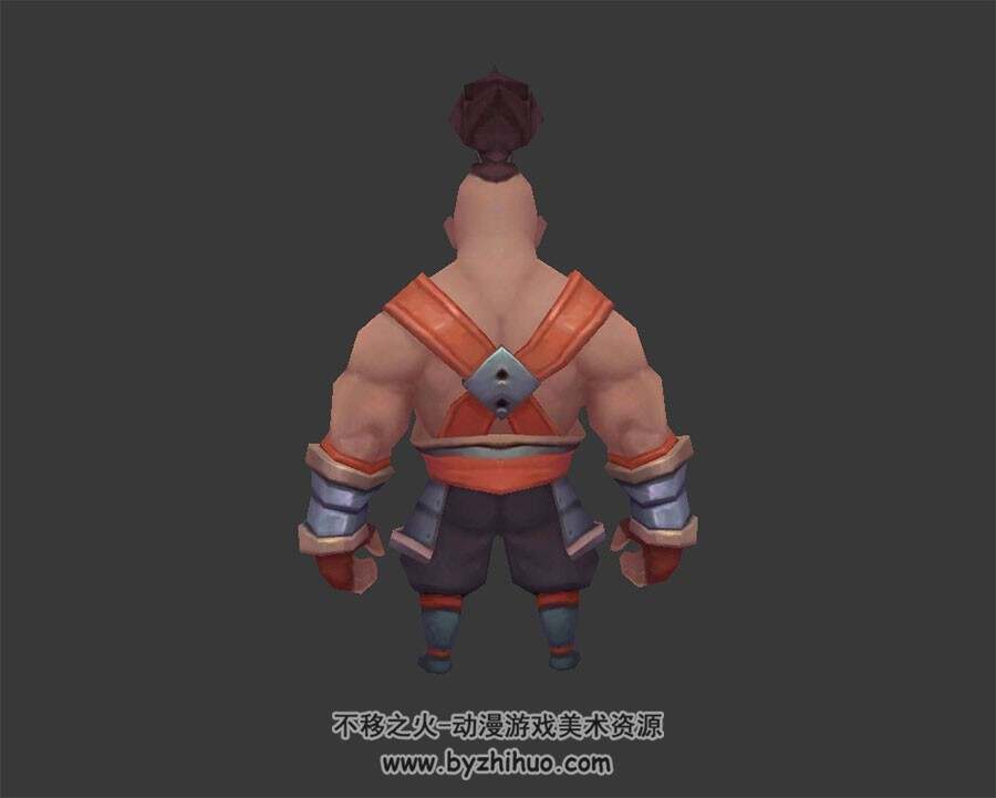 q版卡通古代风格壮士肌肉男低模3d模型