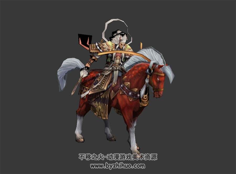 古代武将将军骑马 有绑骨和动作 3D模型
