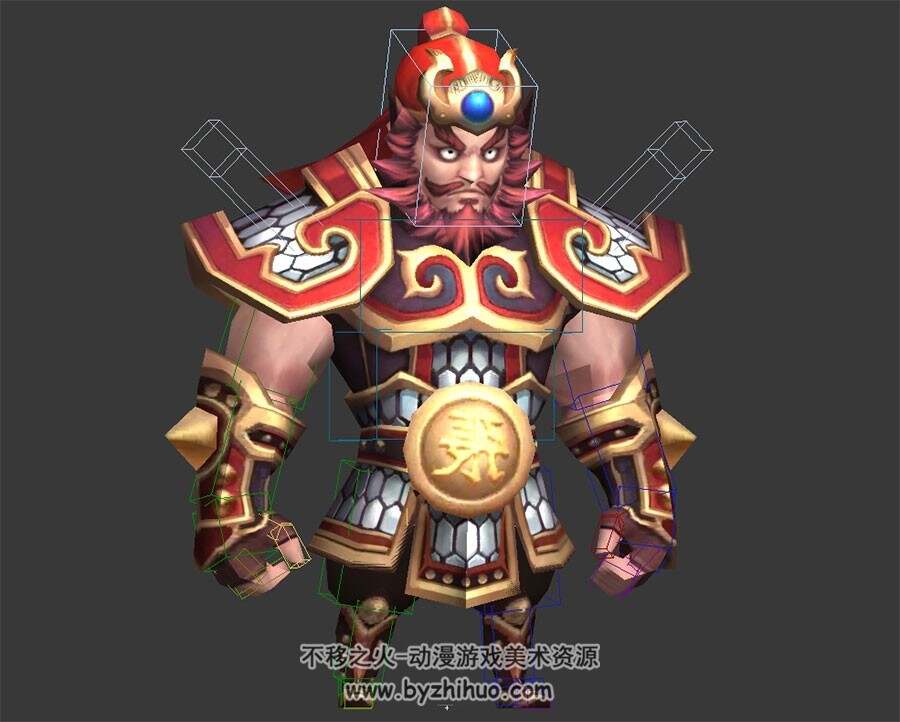 Q版卡通 中国古代三国武将张飞 3D模型 有绑定骨骼