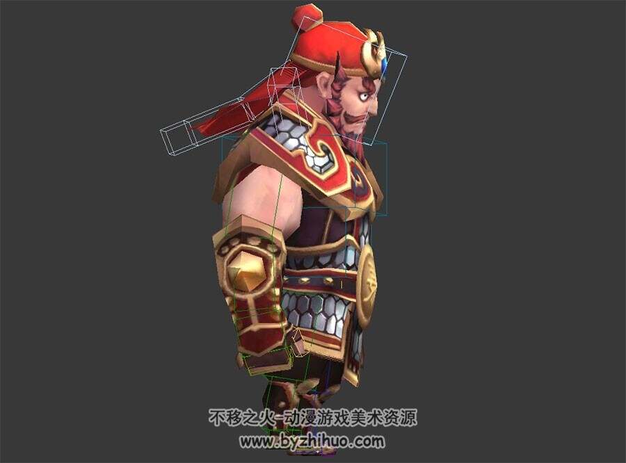 Q版卡通 中国古代三国武将张飞 3D模型 有绑定骨骼