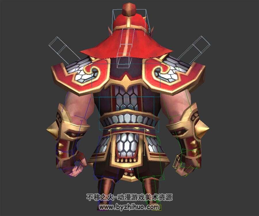 Q版卡通 中国古代三国武将张飞 3D模型 有绑定骨骼