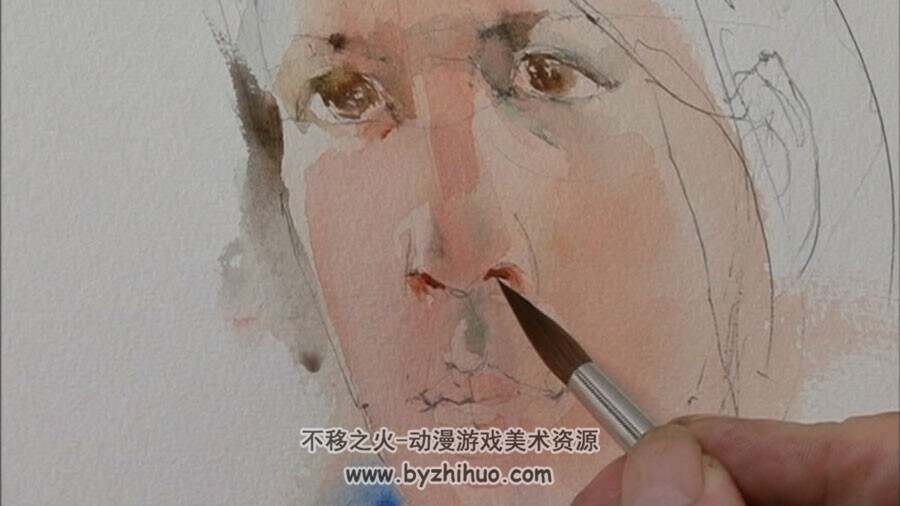 美国画家查理斯雷德 人物肖像水彩画绘画视频教学