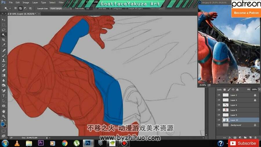 CG绘画 临摹蜘蛛侠海报 视频过程