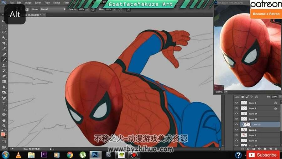 CG绘画 临摹蜘蛛侠海报 视频过程