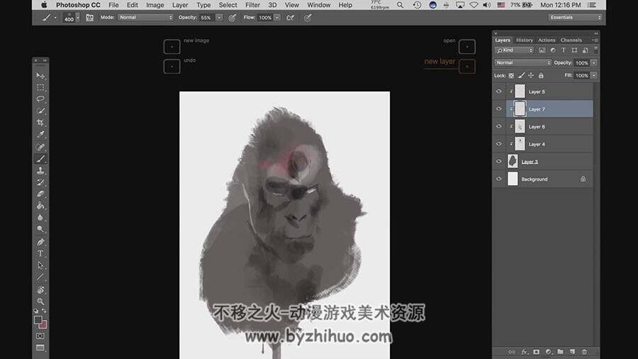 水彩风格CG插画  8种飞禽走兽的绘制视频教程 附PSD文件