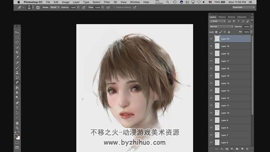 台湾画师 LEE EVAN 6个女性头发绘画方法视频教程 含PSD