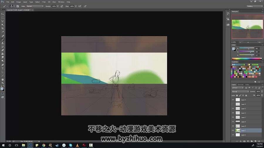 插画师Atey Ghailan 三个小巫女绘制视频教程 附PSD文件 2017年6月