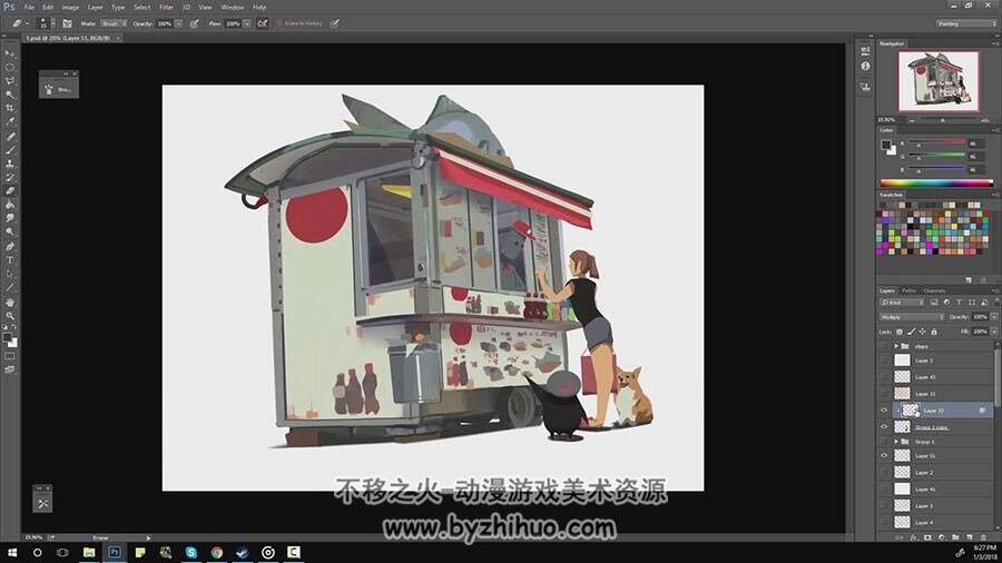 插画师Atey Ghailan 街边小食绘制 视频教程 2017年12月