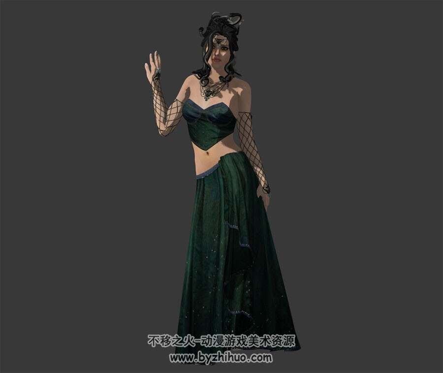 西方神话传说角色美杜莎 3D模型 四边面高模