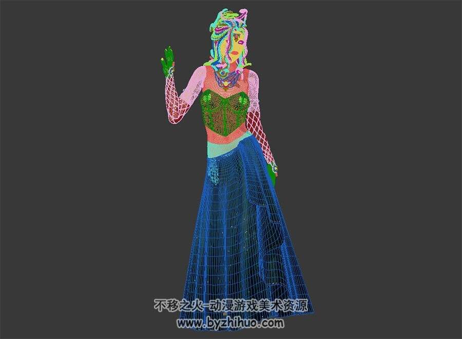 西方神话传说角色美杜莎 3D模型 四边面高模