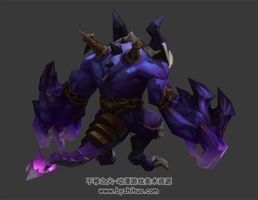 紫色长尾怪物怪兽BOSS 3D模型 三边面