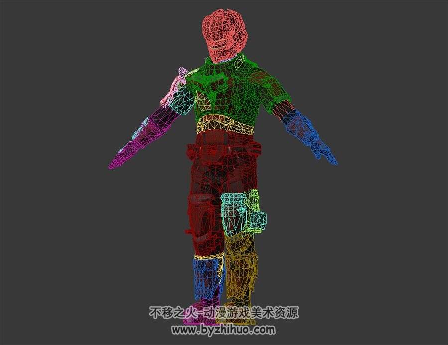 未来科幻风 红色铠甲战士 3D模型 三边面高模有绑定