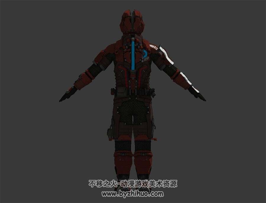 未来科幻风 红色铠甲战士 3D模型 三边面高模有绑定