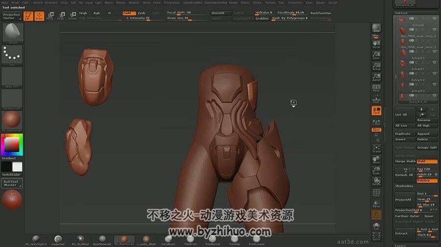 ZBrush 雕刻超酷红色巨型铠甲机器战士视频教程 附源文件