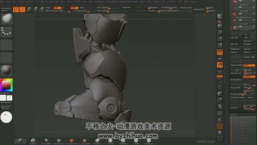 ZBrush 雕刻超酷红色巨型铠甲机器战士视频教程 附源文件