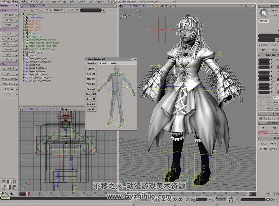 日系少女洛丽塔角色  3D模型 高模四边面