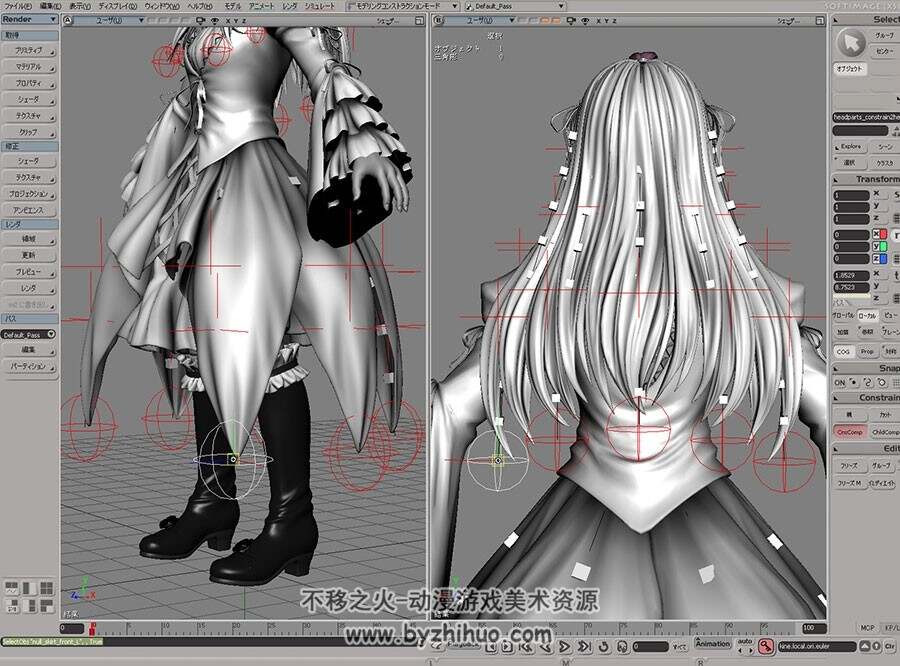 日系少女洛丽塔角色  3D模型 高模四边面